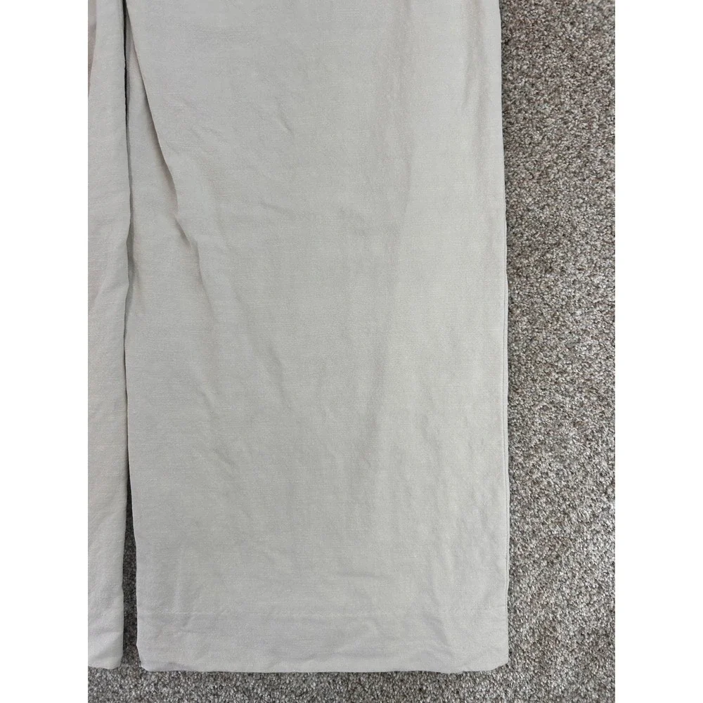Silk Linen Quiet Luxury Light Academia Wide Leg Trouser High Waisted Pant Sz 10